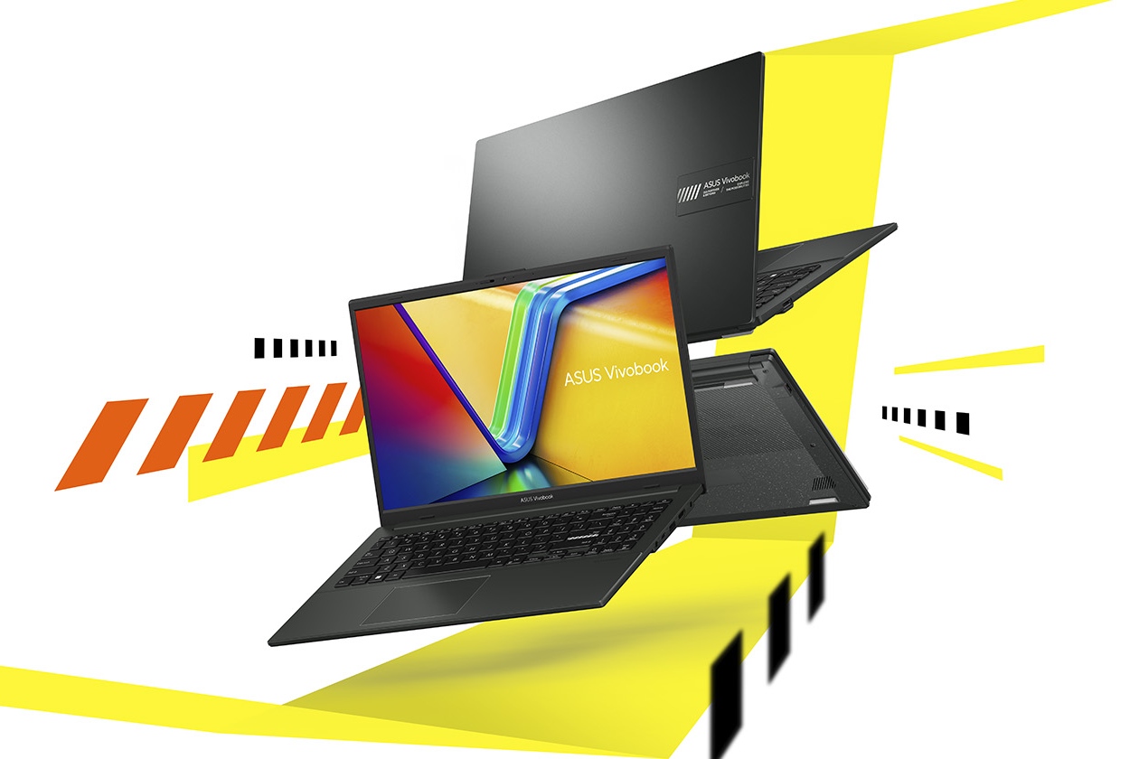 Notebook ASUS Vivobook Go 15 Mixed Black perfil slim com display vibrante 15,6 polegadas e design premium port&aacute;til