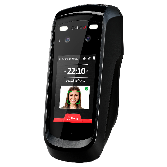 Terminal de reconhecimento facial Control iD iDFace Pro com duas c&acirc;meras HD e display touchscreen