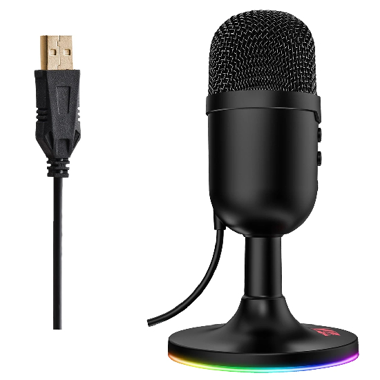 Microfone Redragon Pulsar GM303 com iluminação RGB integrada