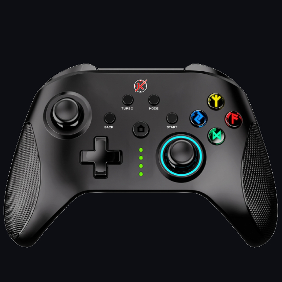 Controle Gamer Kalkan Tyr RGB preto com ilumina&ccedil;&atilde;o RGB no joystick direito