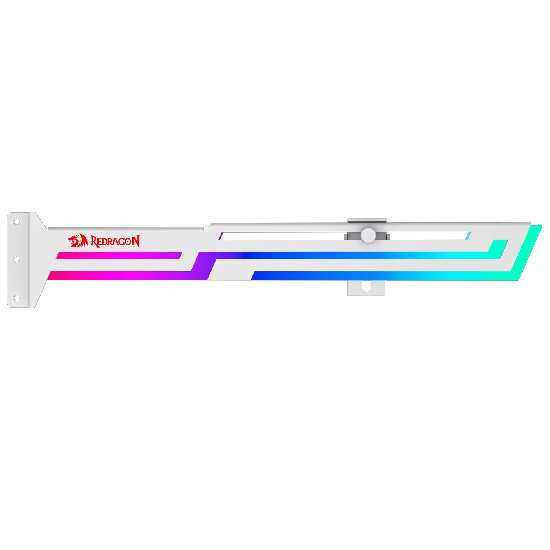 Visão lateral do suporte Redragon RD-GCP03W com gradiente RGB e presilha ajustável