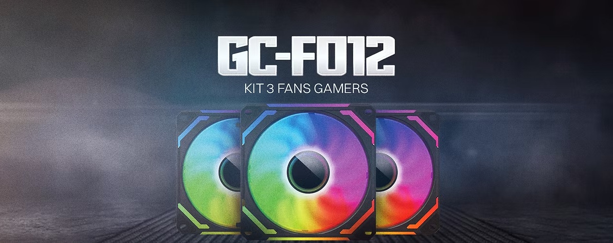 Kit 3 Coolers 120mm Redragon GC-F012 com iluminação ARGB e controle PWM