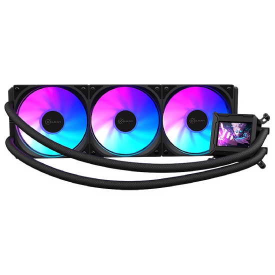 Fans ARGB e bomba do Water Cooler Kalkan Aura 360mm com iluminação sincronizável
