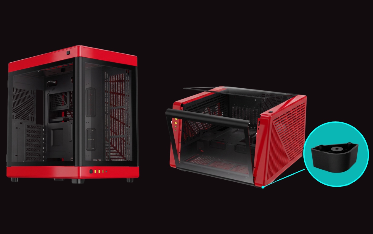 Orientação modular do gabinete Gamdias Neso P1 BR com pedestais para horizontal e vertical