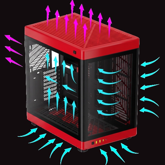 Painéis em malha perfurada do gabinete Gamdias Neso P1 BR para airflow otimizado