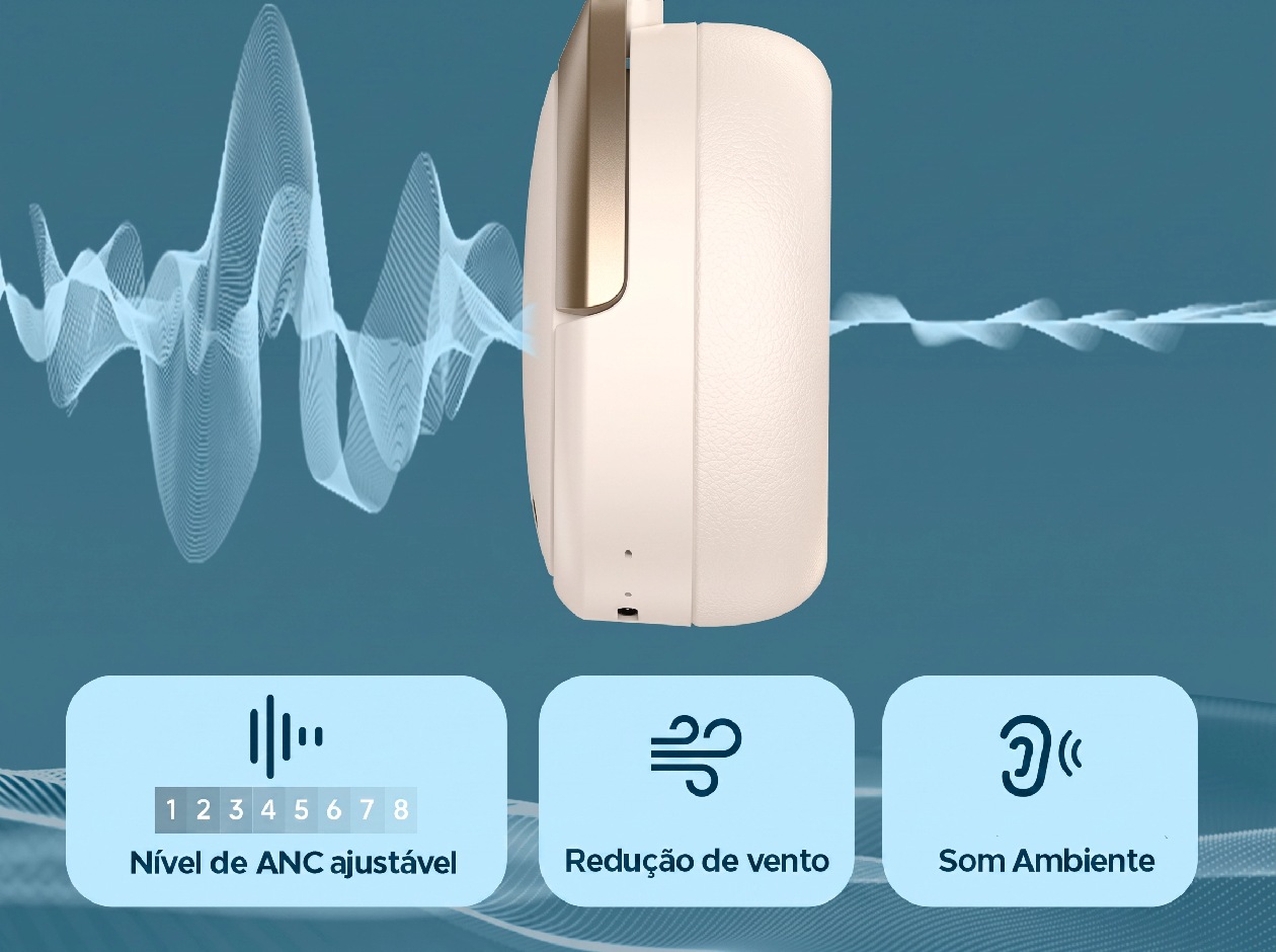 Headphone Edifier WH950NB com ANC ajustável em 8 níveis, Redução de Vento e Som Ambiente