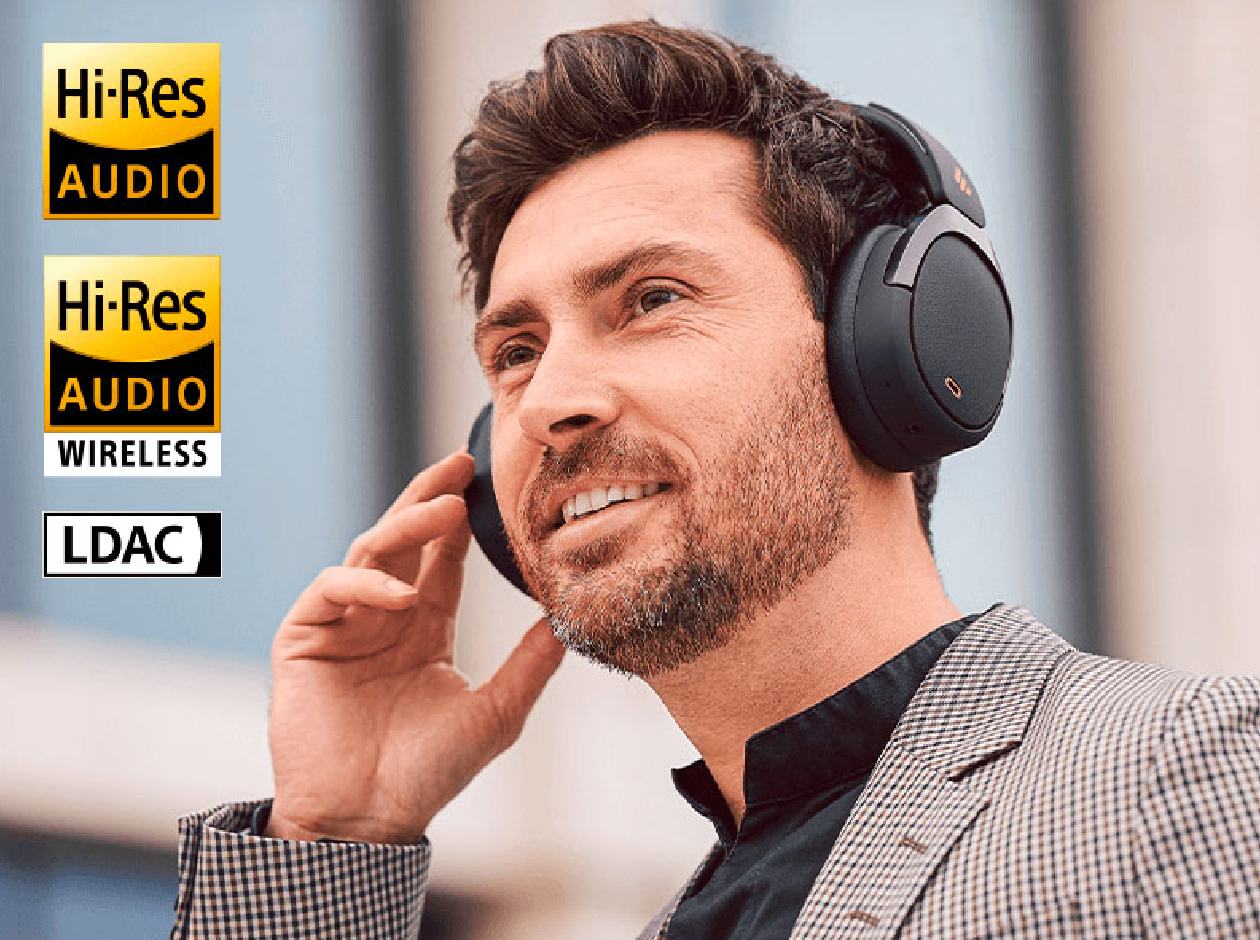 Edifier WH950NB com certificações Hi-Res Audio, Hi-Res Audio Wireless e codec LDAC