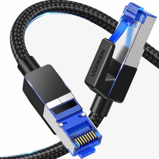 Cabo de Rede Ugreen Cat 8 FTP RJ45 2m Preto Nylon Trançado