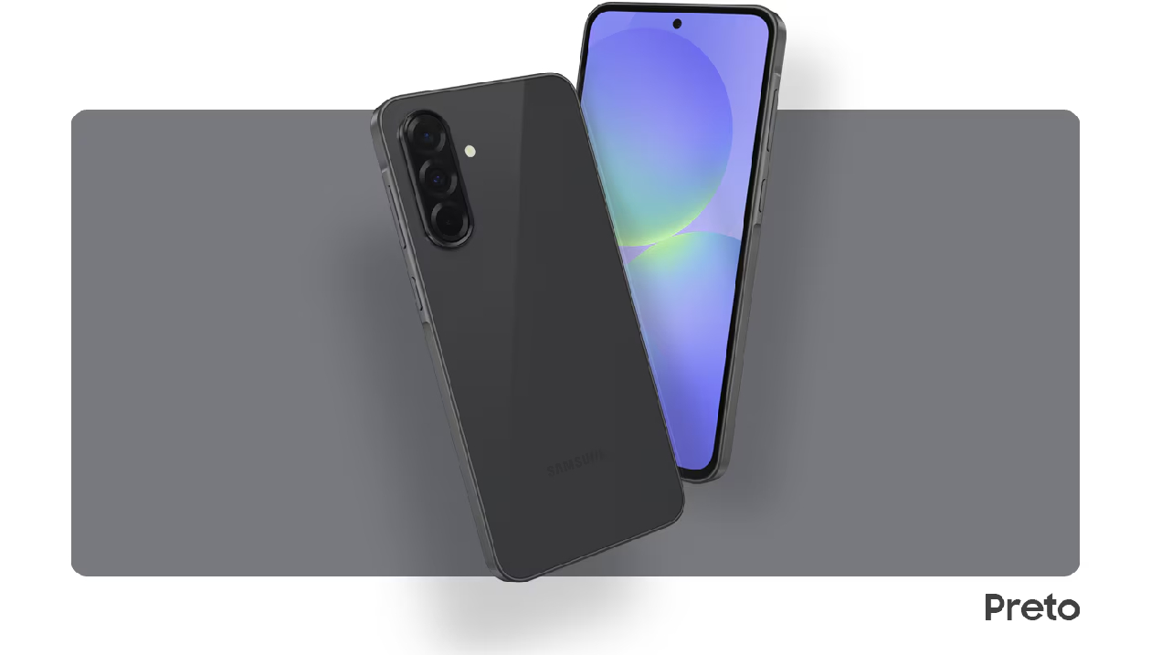 Samsung Galaxy A36 5G na cor preta com design elegante e acabamento premium
