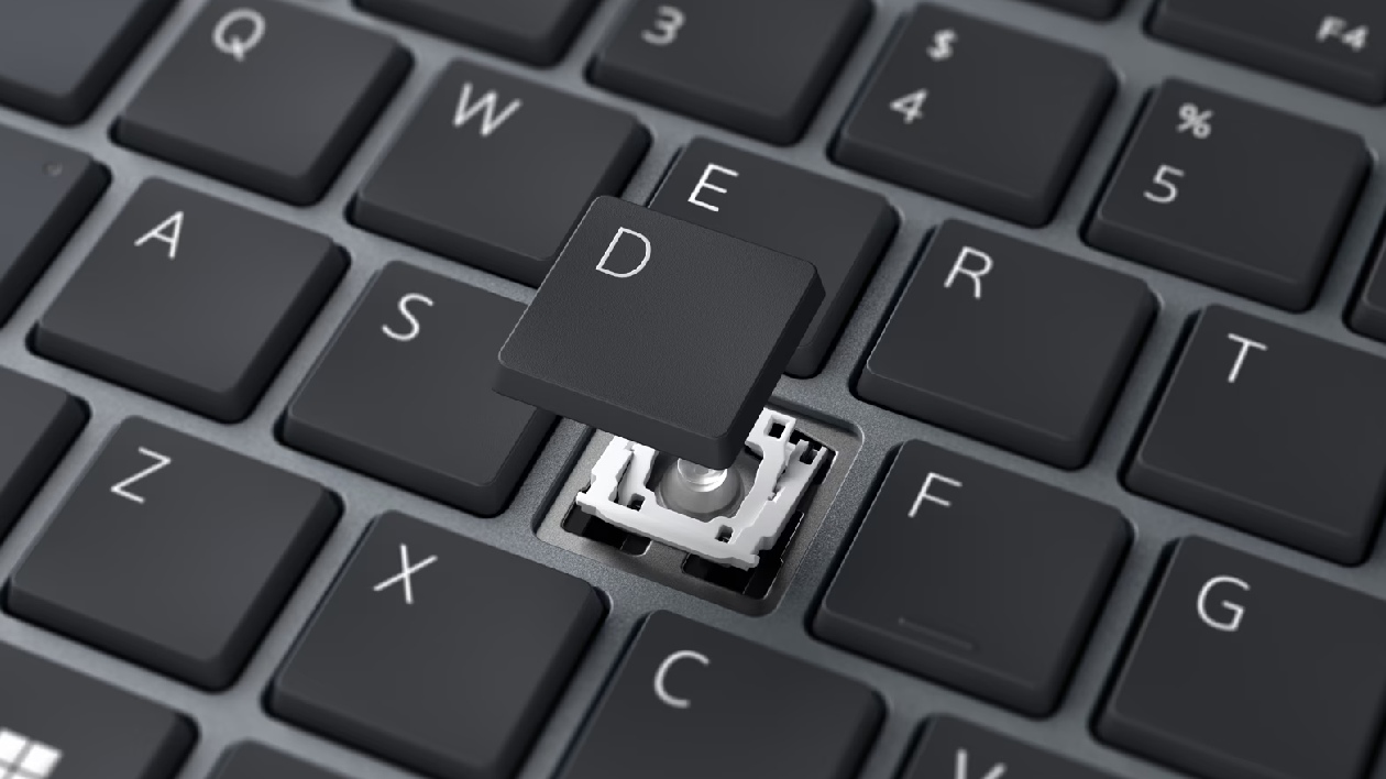 Mecanismo tesoura (scissor-switch) do teclado Dell Pro KM726 com tecla D elevada