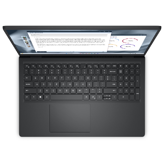 Notebook Dell Pro 15 visão superior teclado numérico tela ampla
