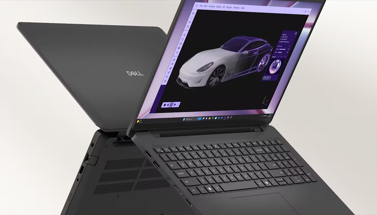 Notebook Dell Pro Max 16 MC16250 executando software CAD com modelo 3D