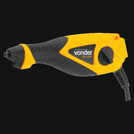 Gravador elétrico Vonder GRV 7000 em corpo amarelo e preto com ponteiro de gravação, seletor de 9 posições e cabo de força