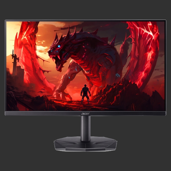 Vista frontal direta do monitor gamer Acer Nitro KG270 com tela Zero Frame ligada