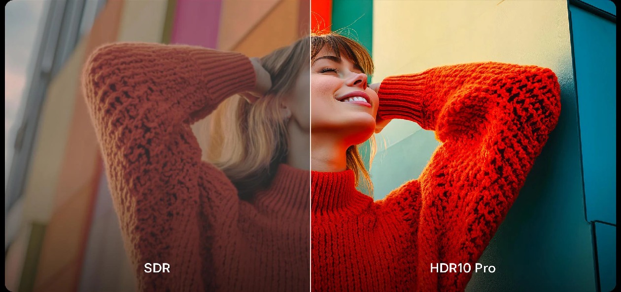 Exibição de cena com HDR10 Pro ativado na TV LG mostrando cores vibrantes, brilho elevado e contraste nítido em conteúdo cinematográfico