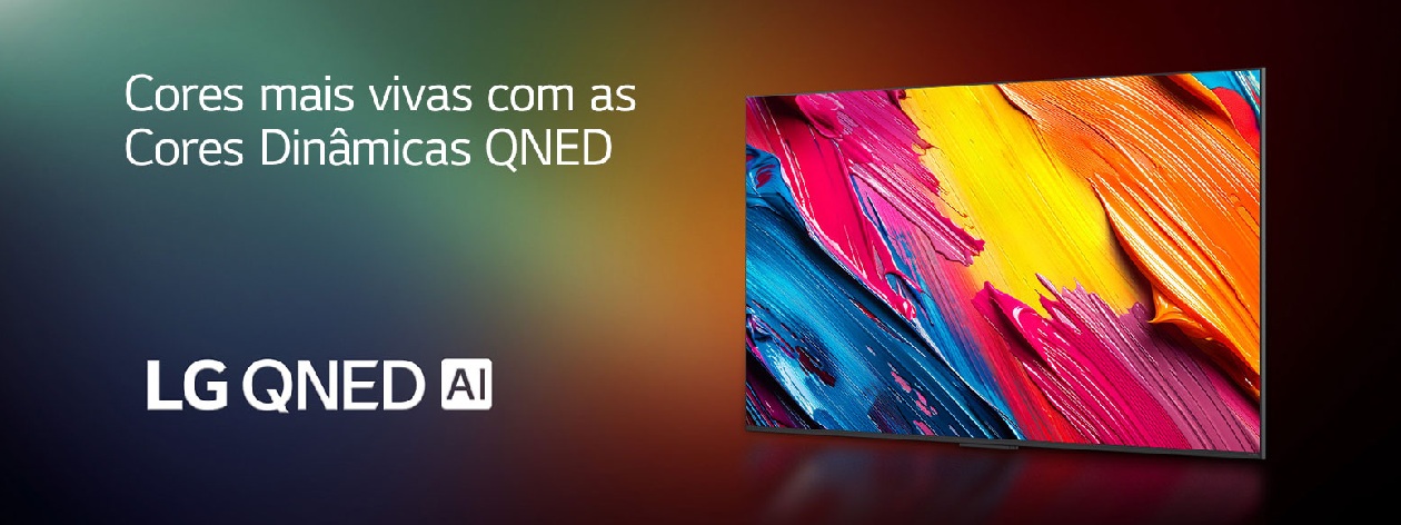 TV LG 55 polegadas modelo 55QNED73ASA com painel QNED 4K exibindo cores vibrantes em ambiente de sala de estar com design de bordas finas e base central