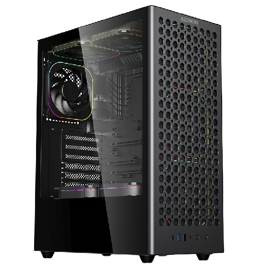 Gabinete Aerion Arch III preto visão geral em perspectiva