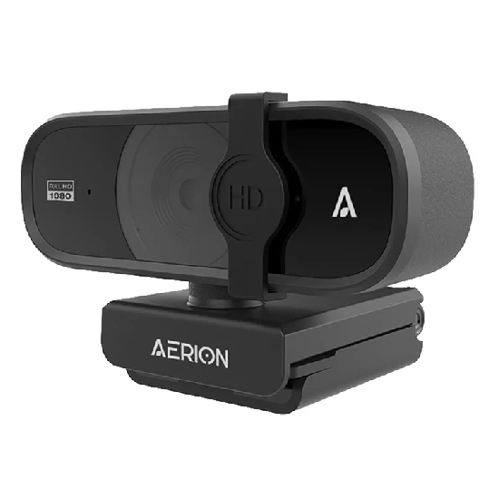 Webcam Aerion Visus 100 com base dobrada e tampa de privacidade