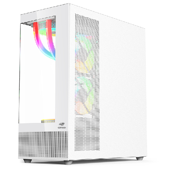 Gabinete C3Tech MT-G850WH vista lateral interior ventilação water cooler