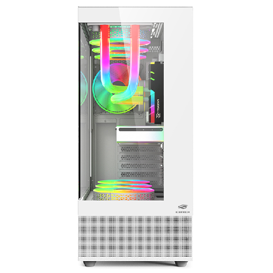 Gabinete C3Tech MT-G850WH painel I/O USB-C organização de cabos