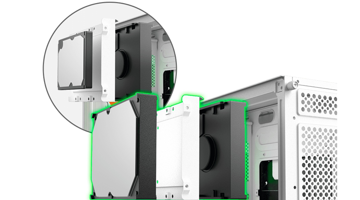 Compartimentos de armazenamento do gabinete C3Tech MT-G910WH para HDD 3.5 polegadas e SSD 2.5 polegadas