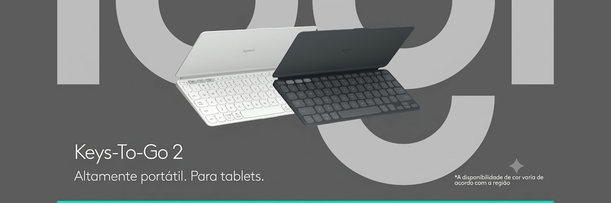 Teclado Logitech Keys-To-Go 2 em Grafite e Cinza Claro com opções de cores