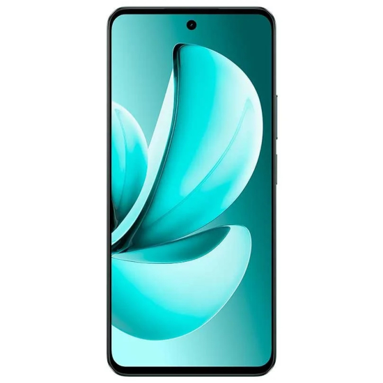 Smartphone Realme C73 4G visão frontal tela com bordas finas câmera punch-hole cor Forest Owl