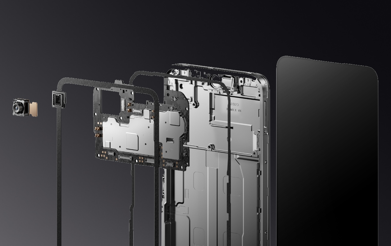 Realme C75 vista explodida chassi de reforço placa de circuito borrachas de vedação