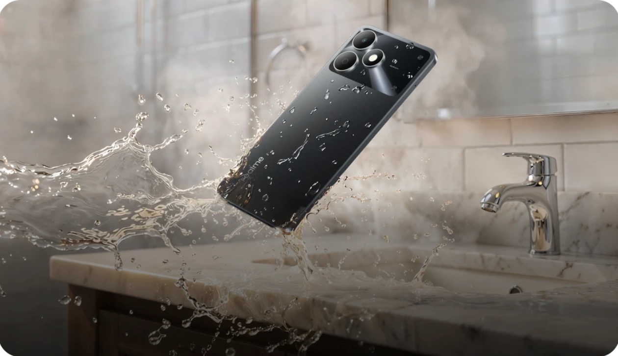 Realme Note 80S resistência à água IP54 respingos