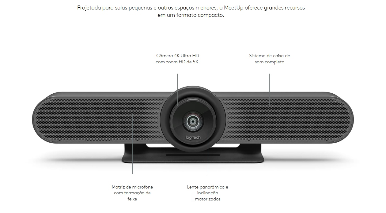 Logitech MeetUp design all-in-one câmera 4K sistema de som completo matriz de microfone e lente motorizada