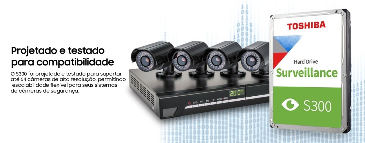 HD Toshiba S300 Surveillance compatível com DVR NVR VMS e até 64 câmeras de segurança