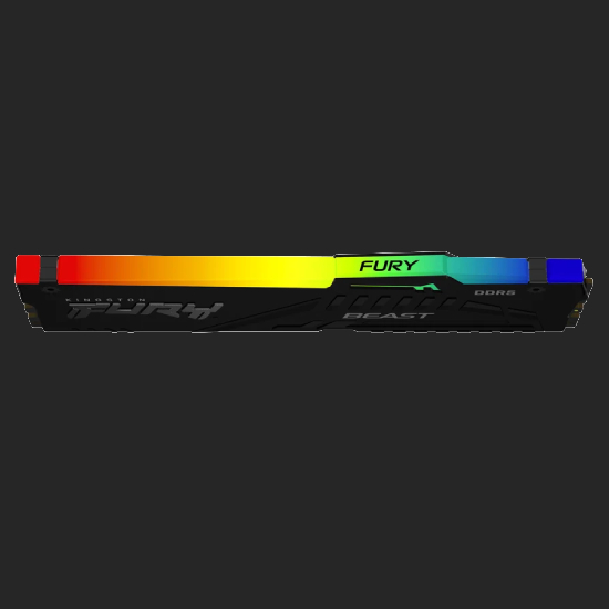 Módulo Kingston Fury Beast DDR5 vista lateral mostrando dissipador de calor em alumínio preto