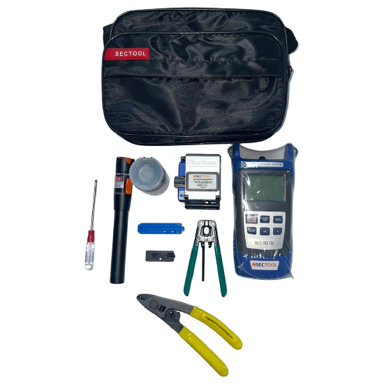 Kit Universal FTTH SECCON FE-FOTK819 com todas as ferramentas para conectorização óptica