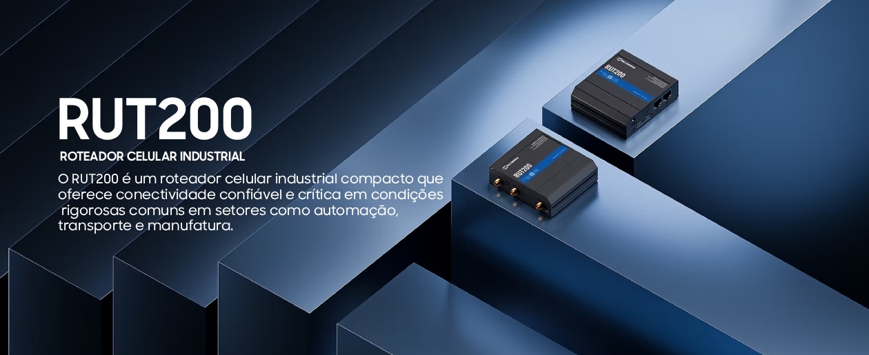 Roteador Celular Industrial Teltonika RUT200 em cenário de automação e manufatura