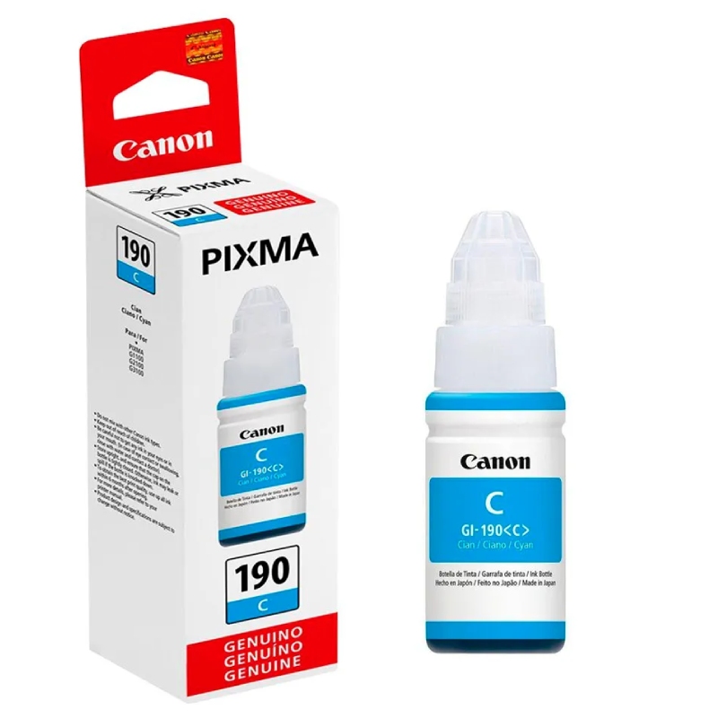 Refil de Tinta Canon GI-190C Ciano - Produto com embalagem original