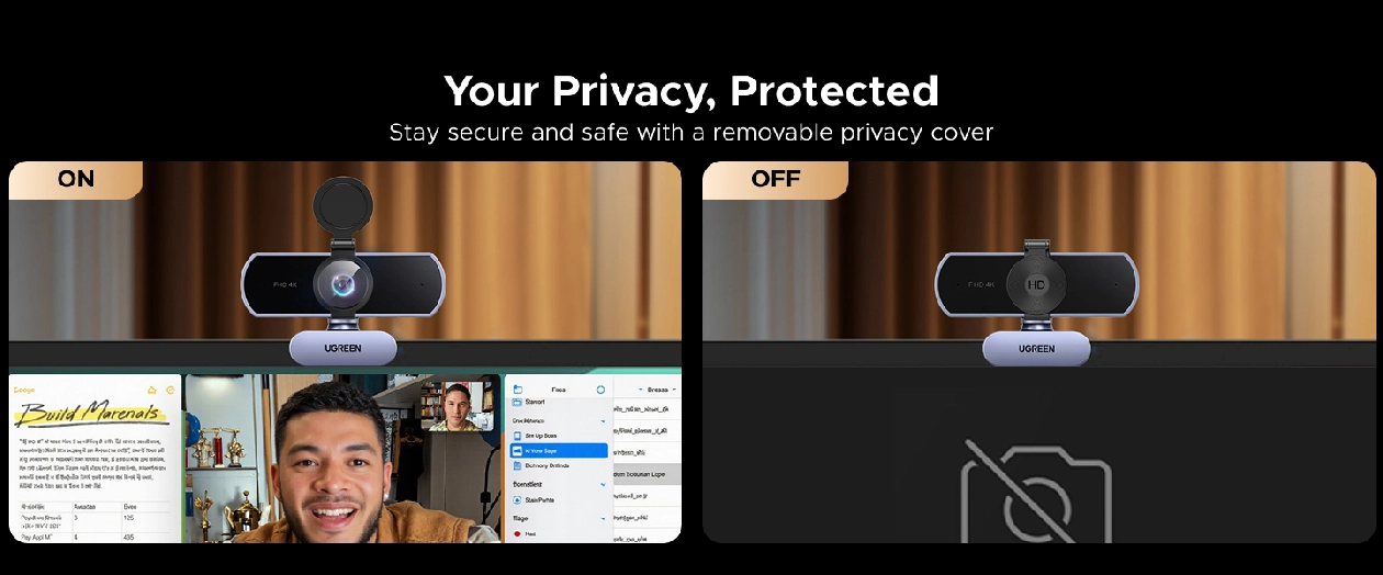 Recurso de tampa de proteção de privacidade da webcam Ugreen