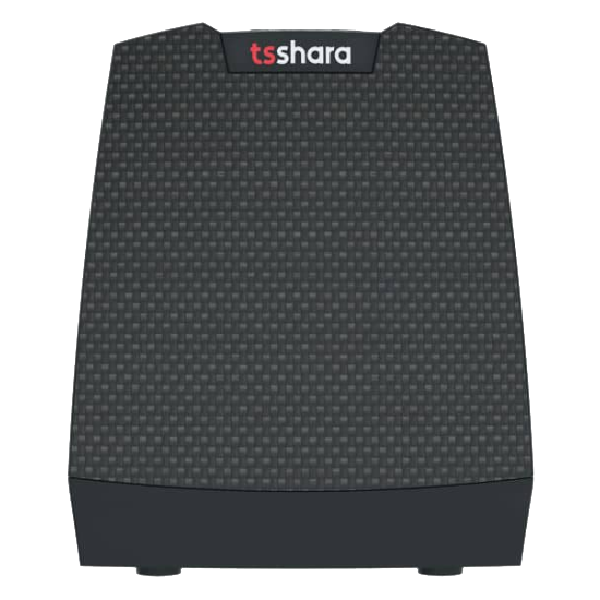 Vista frontal do No-Break 600VA TS Shara mostrando design compacto e logomarca