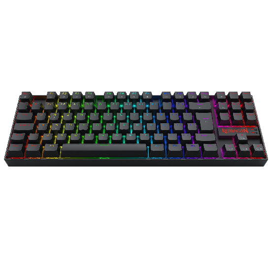 Vista frontal superior completa do teclado, evidenciando layout ABNT2 e perfil das keycaps