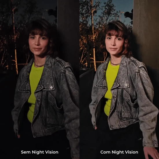 Modo Night Vision para ambientes com pouca luz