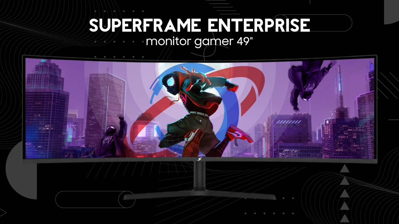 Monitor Gamer 49 SuperFrame Curvo principal apresentação do produto