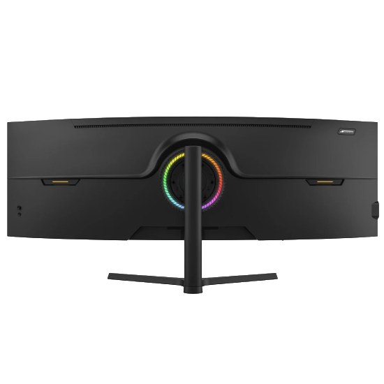 Monitor Gamer 49 SuperFrame vista traseira mostrando entradas e design
