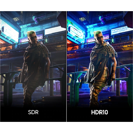 Efeito do HDR10 no monitor Odyssey com realces brilhantes