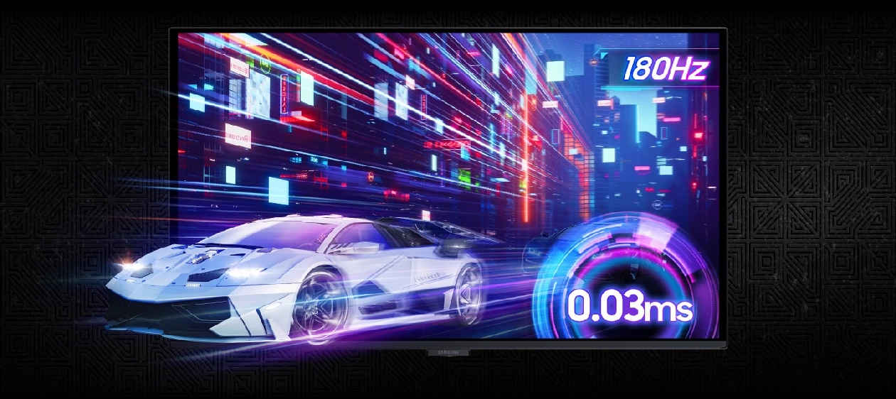 Velocidade de resposta de 0.03ms e 180Hz no monitor gamer