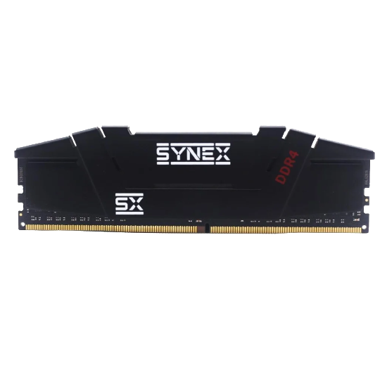 Memória RAM Synex 16GB DDR4 com dissipador preto em destaque