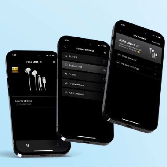 Aplicativo Edifier Connex para personalização de áudio do fone P230