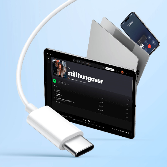Conexão USB-C com sincronização perfeita e compatibilidade universal