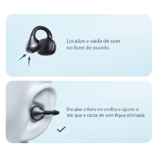 Demonstração de uso correto do fone de ouvido