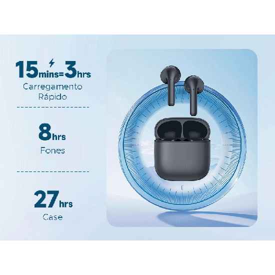 Case de carregamento do Edifier X2 Plus garantindo 35h de bateria
