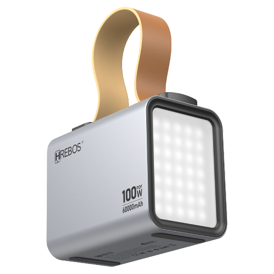 Lanterna LED integrada no corpo metálico do Power Bank Hrebos