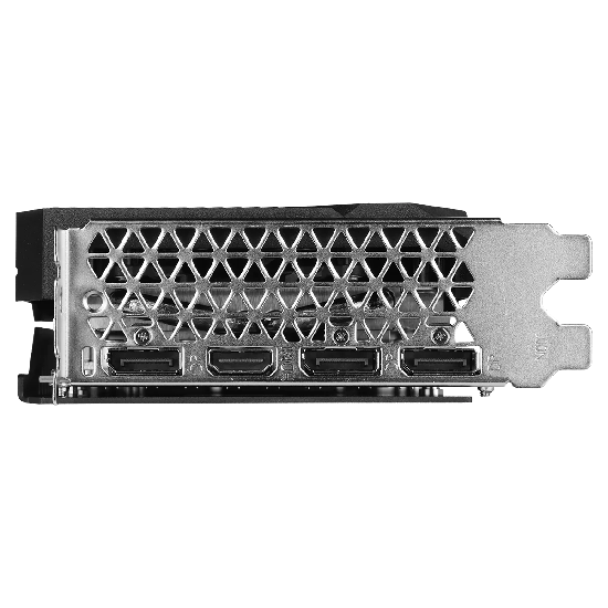 Painel de conexões com saídas de vídeo DisplayPort e HDMI da placa RX 7600